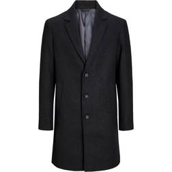 Jack & Jones Harrinson Wool Coat - Black/Dark Grey Melange