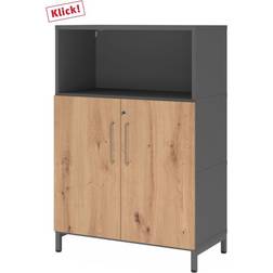 hjh OFFICE FlexWall 3 OH Graphite/Knotty Oak Förvaringsskåp 80x118cm