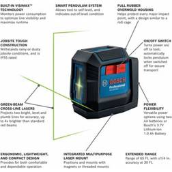 Bosch Gll50-20g 65ft Self-Leveling Cross-Line Laser