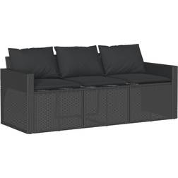 vidaXL 3-Personers Havesofa Med Hynder Polyrattan Sort Sofa