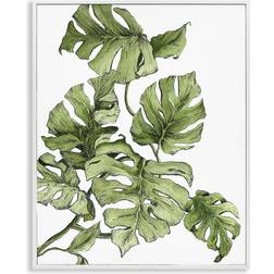 Stupell Industries Falling Monstera Leaves White Framed Art 11x14"