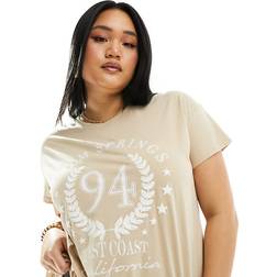 Yours palm spring t-shirt in beige-Neutral