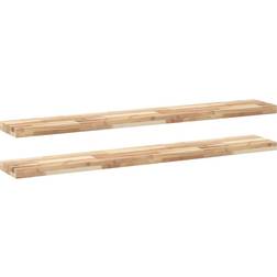 vidaXL 3279436 Natural Wall Shelf 140cm 2pcs