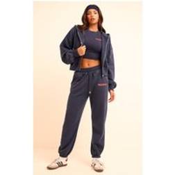 PrettyLittleThing Midnight Blue PLT Studio Archive Puff Print Drawstring Cuffed Joggers, Midnight Blue