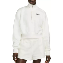 Nike Sportswear Phoenix Fleece Women's 1/2 Zip Cropped Sweatshirt - Sail/Black