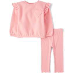 The Children's Place Toddler Heart Outfit Set 2-piece - Fuzzy Pink Cl (3047844-33AT)