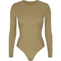 SKIMS Long Sleeve Crew Neck Bodysuit - Khaki