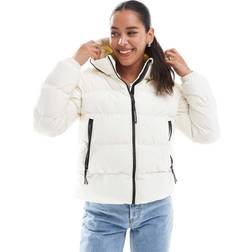 Superdry W Hood Sport Puff Jkt Vinterjackor - Off White