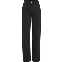 Vila Vikelly Hög Midja Straight Jeans - Svart