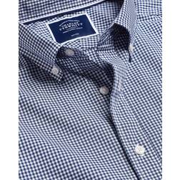 Charles Tyrwhitt Men's Non-Iron Stretch Short Sleeve Cotton Shirt French Blue Single Cuff