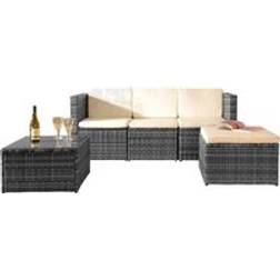Comfy Living 3 Pc Rattan Garden Patio Furniture - Grey Outdoor Lounge Set