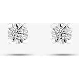 T.H.Baker 9ct White Gold 0.03ct Diamond Stud Earrings E4058W/03-10 Silver
