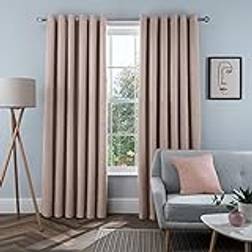 Sleepdown Linen Look Eyelet Blackout Curtains 66 x 72 Inch - Blush