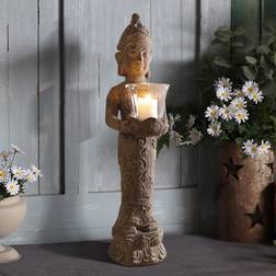 Homary Brown Resin Garden Buddha Statue With Candle