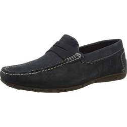 Hush Puppies Roscoe Leather Slip On Loafer Shoes - Navy