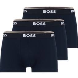 HUGO BOSS Power Stretch Cotton Trunks with Logo Waistbands 3-pack - Dark Blue
