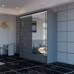 Sliding Wardrobes 4u Dublin High Gloss 2&3 Sliding Mirror Door 150 cm Wardrobe