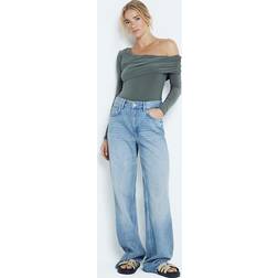 River Island Womens Khaki Ruched Off Shoulder Bodysuit