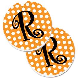 Caroline's Treasures Monogram Initial R Polkadots Large Coaster 6.4cm 2pcs