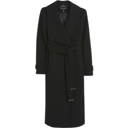 River Island Belted Wrap Coat - Black