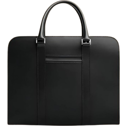 Mens Leather Wear Classy Double Zipper Laptop Briefcase Bag - Black