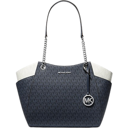 Michael Kors Jet Set Large Two Tone Signature Logo Shoulder Bag - Navy Multi