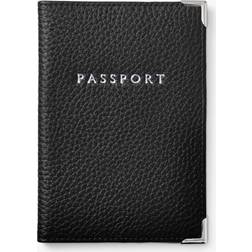 Aspinal of London Pebble Leather Passport Cover, Black