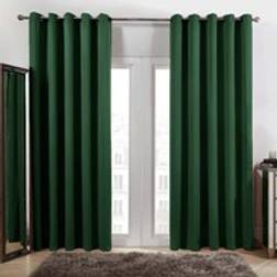 Dreamscene Eyelet Blackout Curtains 168 x 182 cm - Dark Green