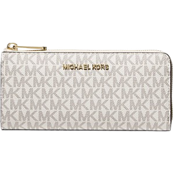 Michael Kors Jet Set Travel Large Logo Quarter Zip Wallet - Vanilla