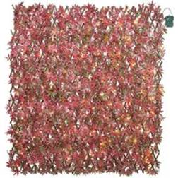 Primrose Extendable Artificial Red Acer Screening Trellis With Leds W200 cm x H100 cm