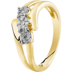 Pure Brilliance Flower Clusters Crossover Ring - Gold/Diamonds