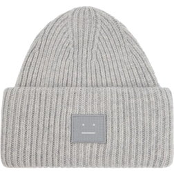 Acne Studios Pansy Ribbed Knit Wool Beanie - Light Grey Melange