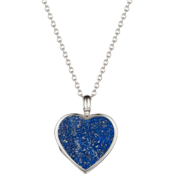 LOVELOX Modern Heart Locket Necklace - Silver/Lapis