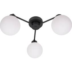 ValueLights Jonah 3 Arm Globe Ball Shade - Black Ceiling Flush Light