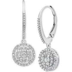 Macy's Circle Leverback Drop Earrings - Silver/Diamonds