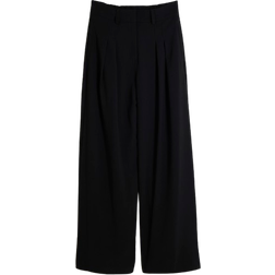 River Island Pleated Wide Leg Trousers - Black