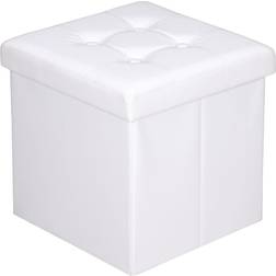 Deuba Foldable Lid Upholstered White Sitzhocker 38cm
