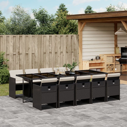 vidaXL 11-tlg Garten-Essgruppe mit Kissen Schwarz Essgruppe