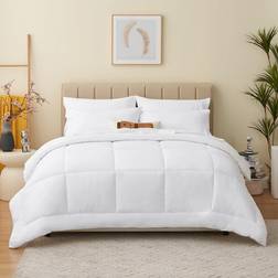 CozyLux Full Size Comforter Sets - 7 Pieces Bed Linen White