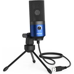 Fifine USB Computer Microphone for Recording YouTube Video Voice Over Vocals for Mac & PC, Condenser Mic with Gain Control for Home Studio, Plug & Play