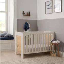 Tutti Bambini Alba Mini Cot Bed White Sand & Distressed Oak