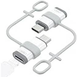 MoKo Lightning Female to USB C Male Adapter 2 Pack, Type C Charger Connector for iPhone 15 Pro Max Plus, iPad, iPhone to USB C Adapter Support Charging/Data Transfer, NOT for Audio/OTG, White Gray