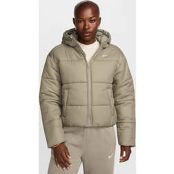 WMNS Classic Puffer Hooded Jacket - Light Army/White