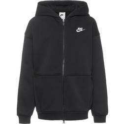 Nike Older Kid's Sportswear Club Fleece Oversized Zip Up Hoodie - Black/White (FD2931-010)