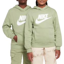 Nike Big Kid's Sportswear Club Fleece Hoodie - Oil Green/White (FD2988-386)