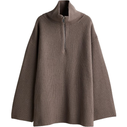 H&M Zip Top Rib Knit Jumper - Brown