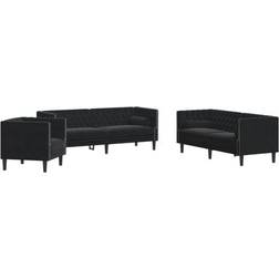 3209286 Black Sofa 76.4" 3 3 Seater, 1 Seater, 2 Seater