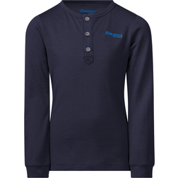 Bergans Kids' Myske Wool Shirt Navy Melange/Solid Dark Grey, 92