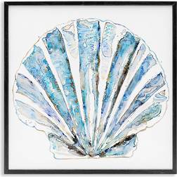 Stupell Industries Blue Clam Shell Black Framed Art 12x12"