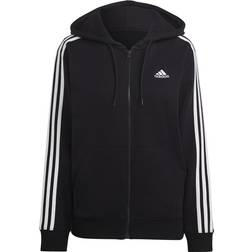 adidas Women Essentials 3-Stripes French Terry Regular Full-Zip Hoodie - Black/White